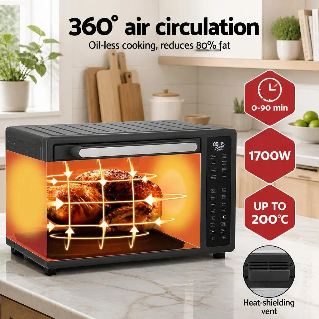 Air Fryer Oven Kitchen 32L Large Capacity Black 1700W