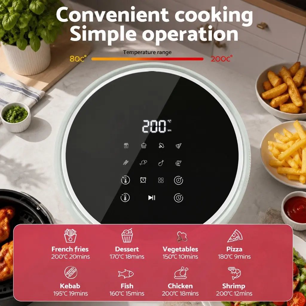 Air Fryer 5L Kitchen Appliance Touch Control for Cooking