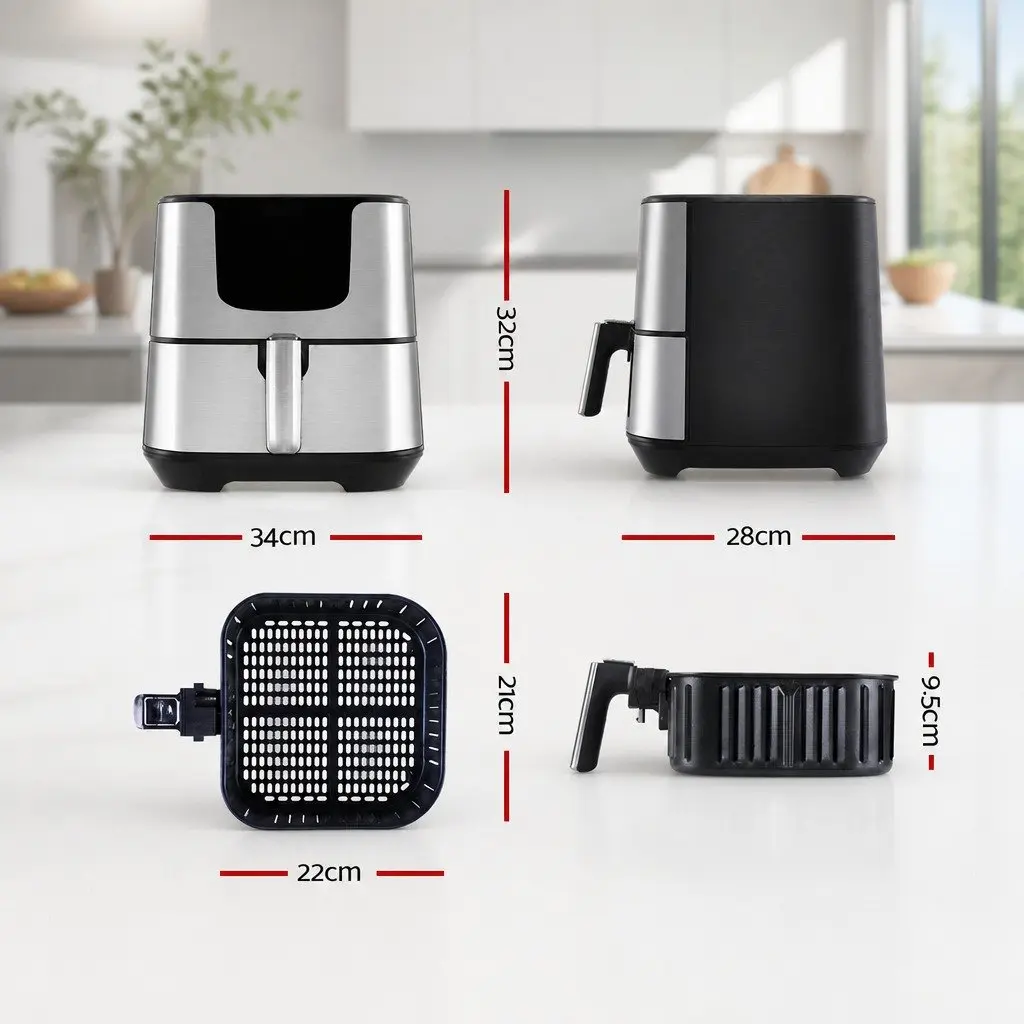Air Fryer Kitchen 7L LCD Touch Control Black Stainless Steel