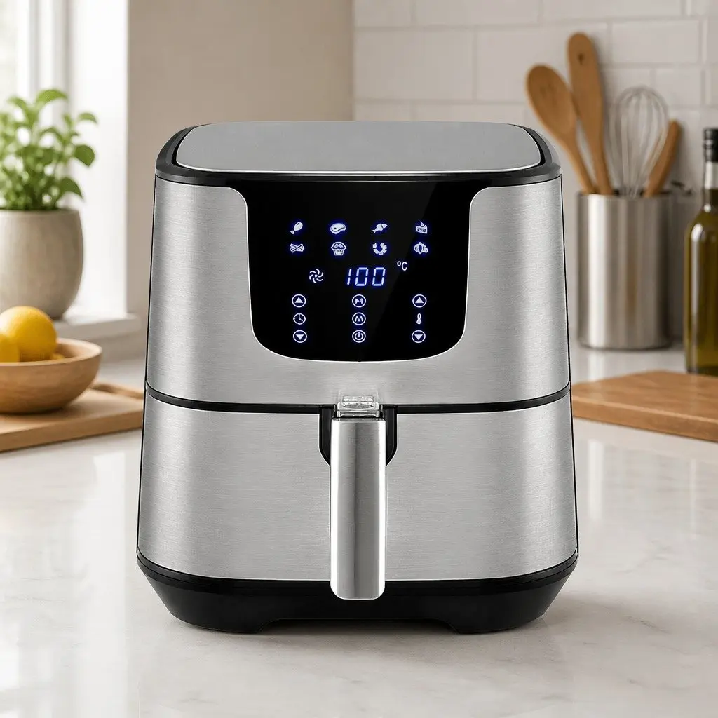 Air Fryer Kitchen 7L LCD Touch Control Black Stainless Steel