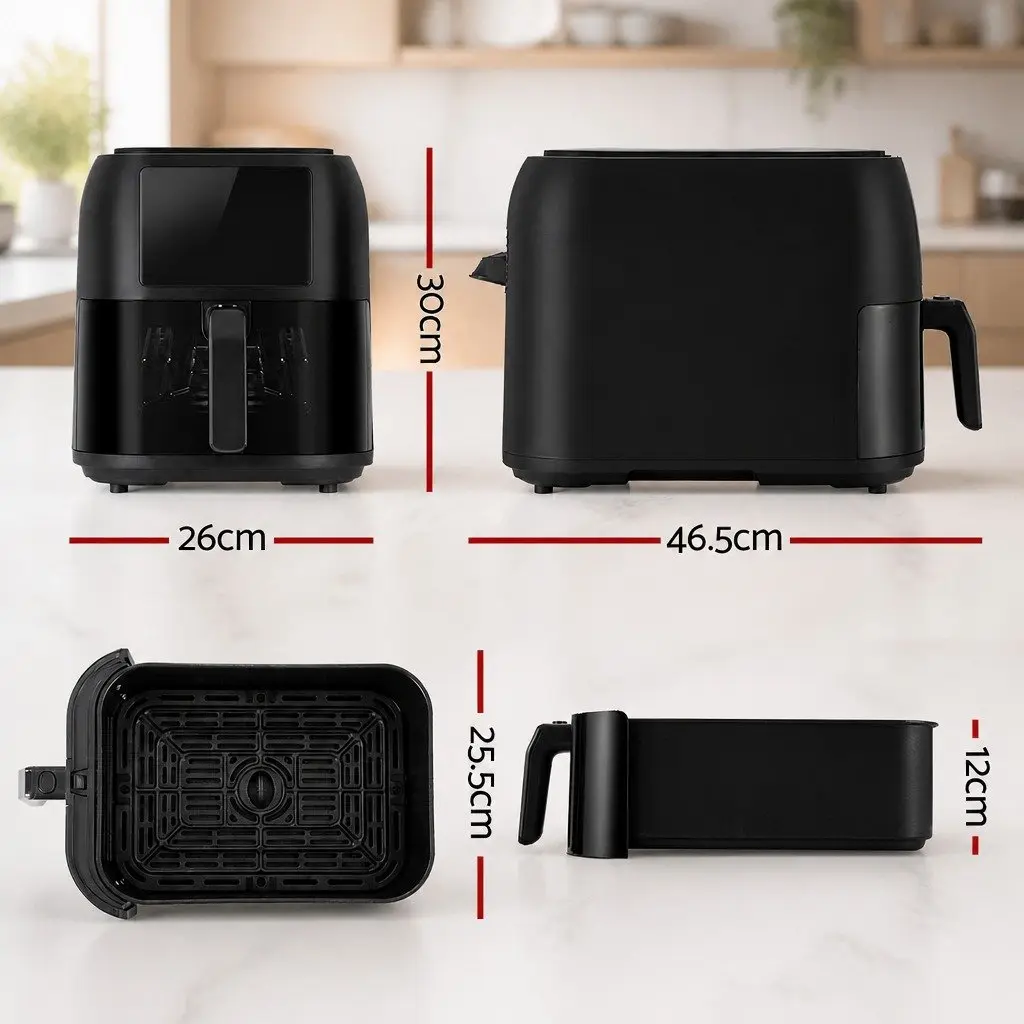 Air Fryer 8L LCD Touch Control Kitchen Cooking Appliance Black Frying Basket
