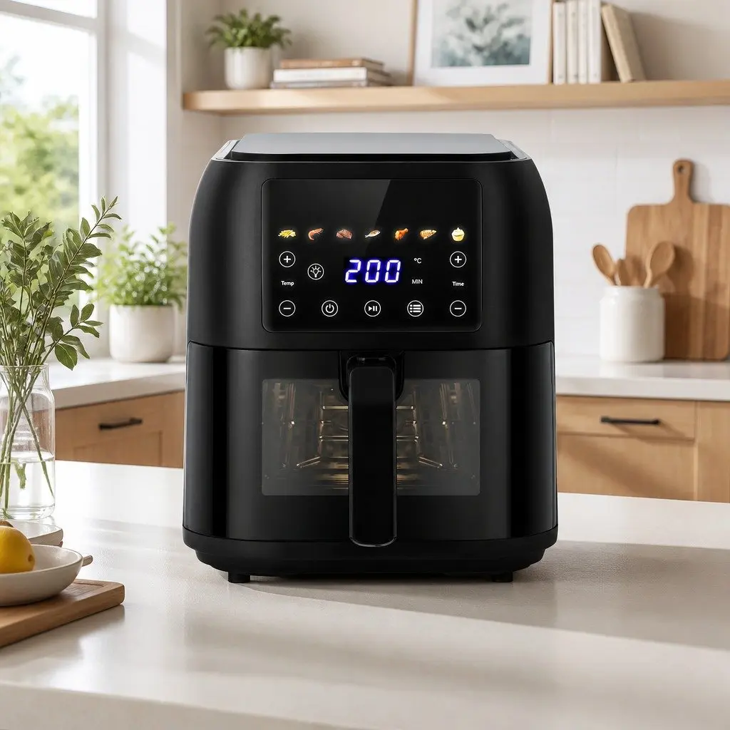 Air Fryer 8L LCD Touch Control Kitchen Cooking Appliance Black Frying Basket