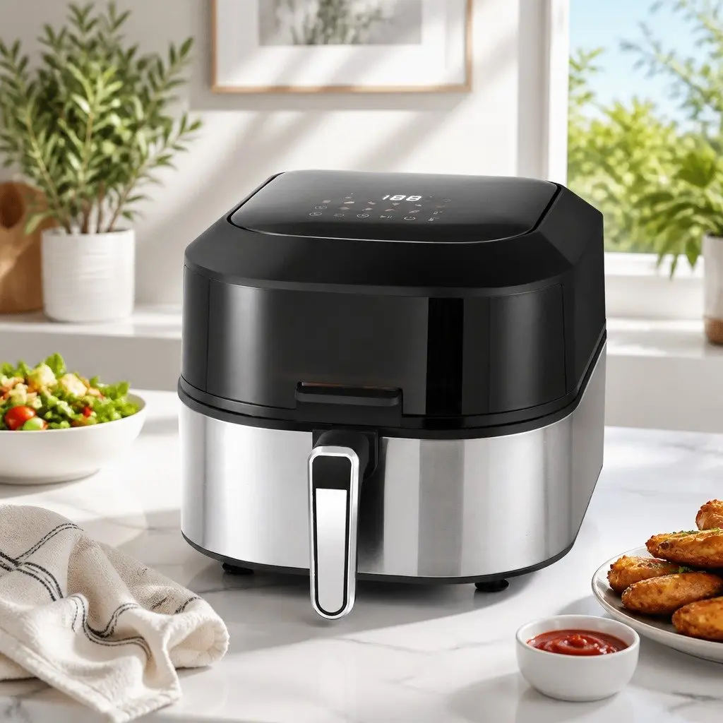 Air Fryer and Grill Kitchen 5.5L Capacity 1500W LCD Display Touch Control Black