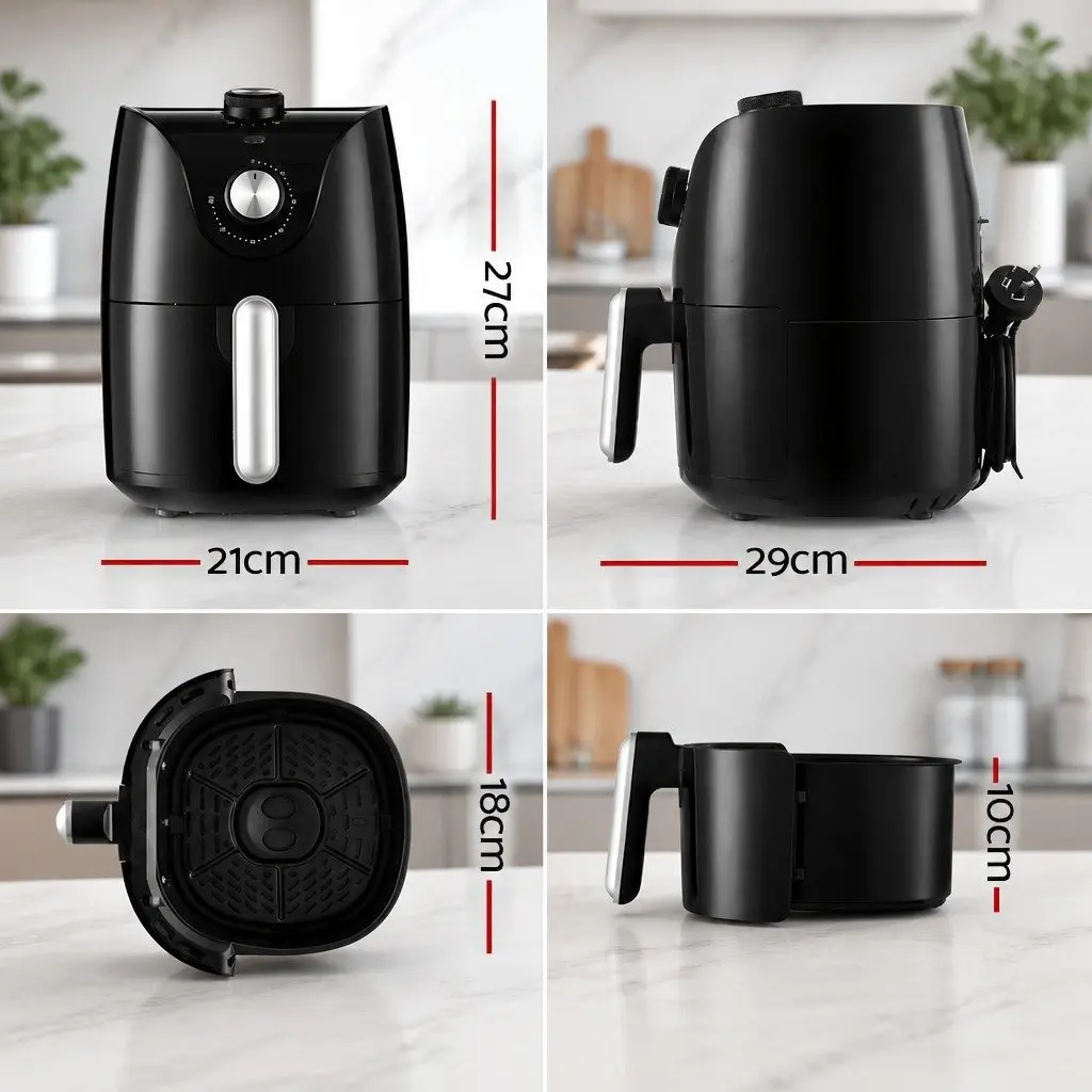 Air Fryer Kitchen 2.5L Capacity Knob Control Black