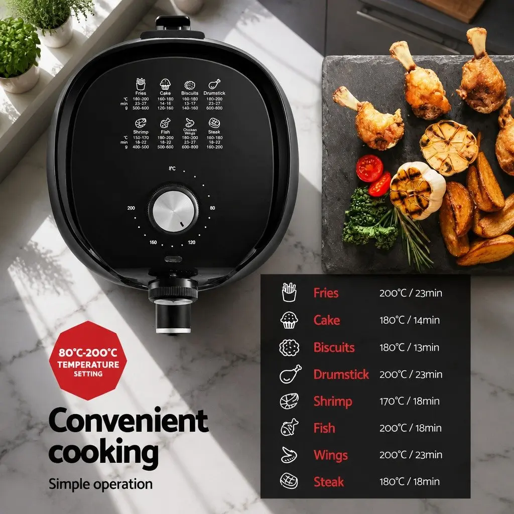 Air Fryer Kitchen 2.5L Capacity Knob Control Black