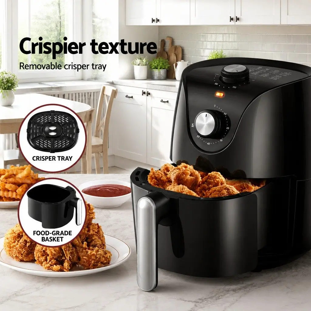 Air Fryer Kitchen 2.5L Capacity Knob Control Black