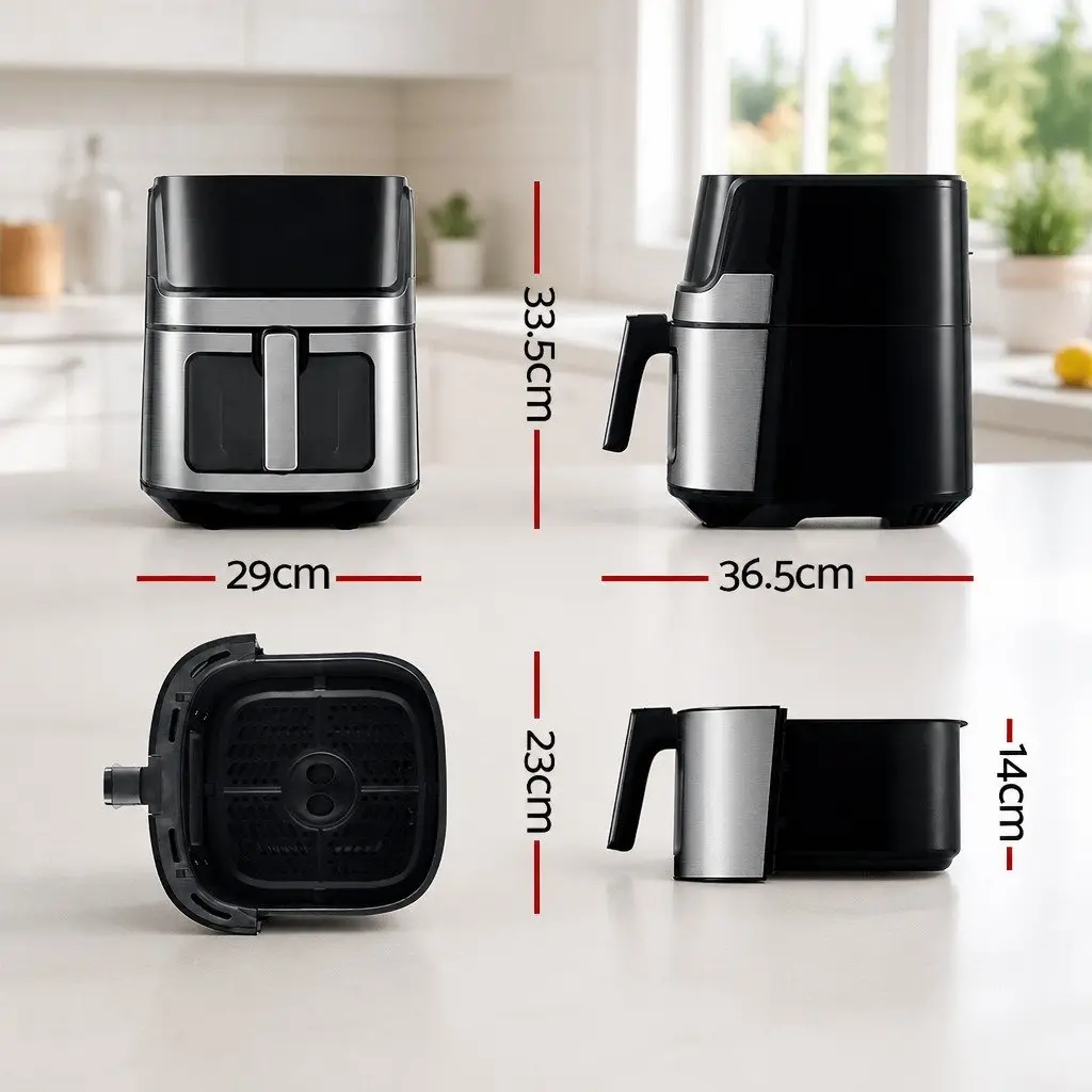 Air Fryer 6.5L LCD Touch Control Panel Tempered Glass Window Kitchen Cooking
