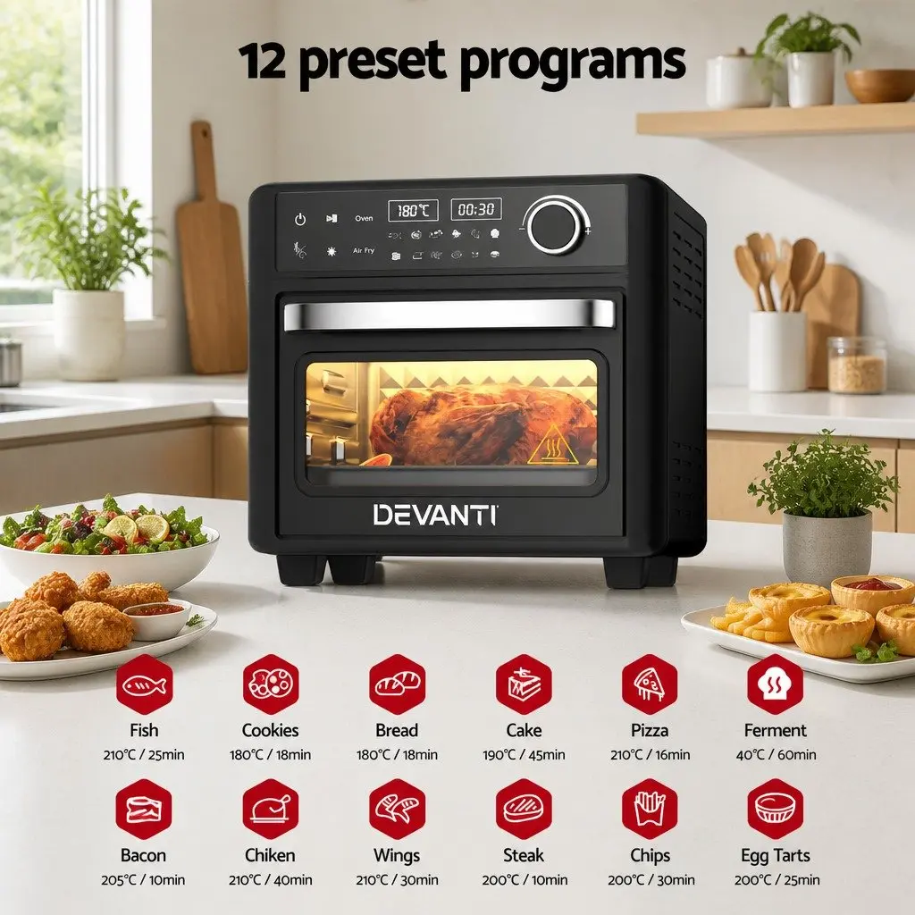 Air Fryer Oven 15L for Kitchen with LCD Touch Control and 12 Preset Cooking Programs