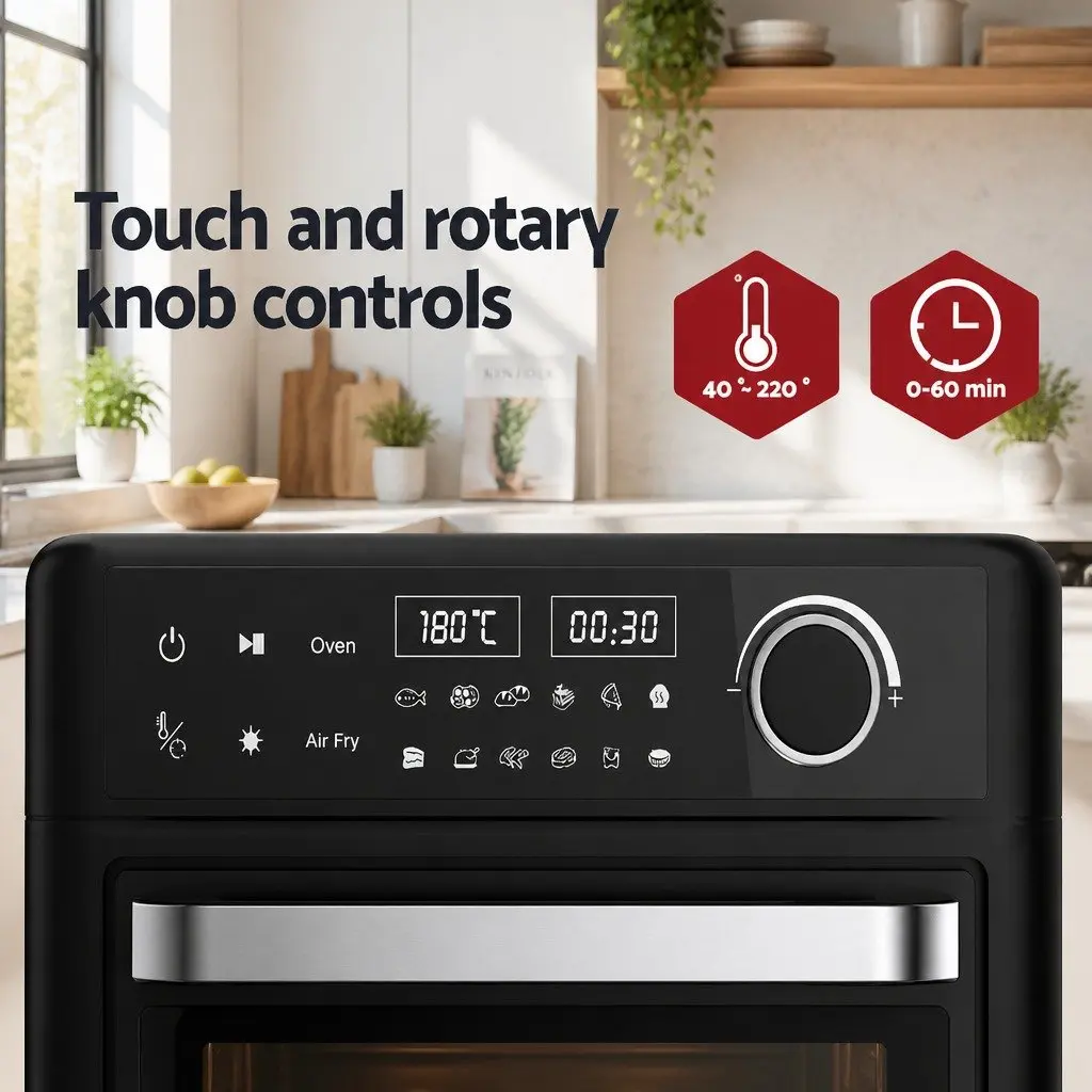 Air Fryer Oven 15L for Kitchen with LCD Touch Control and 12 Preset Cooking Programs