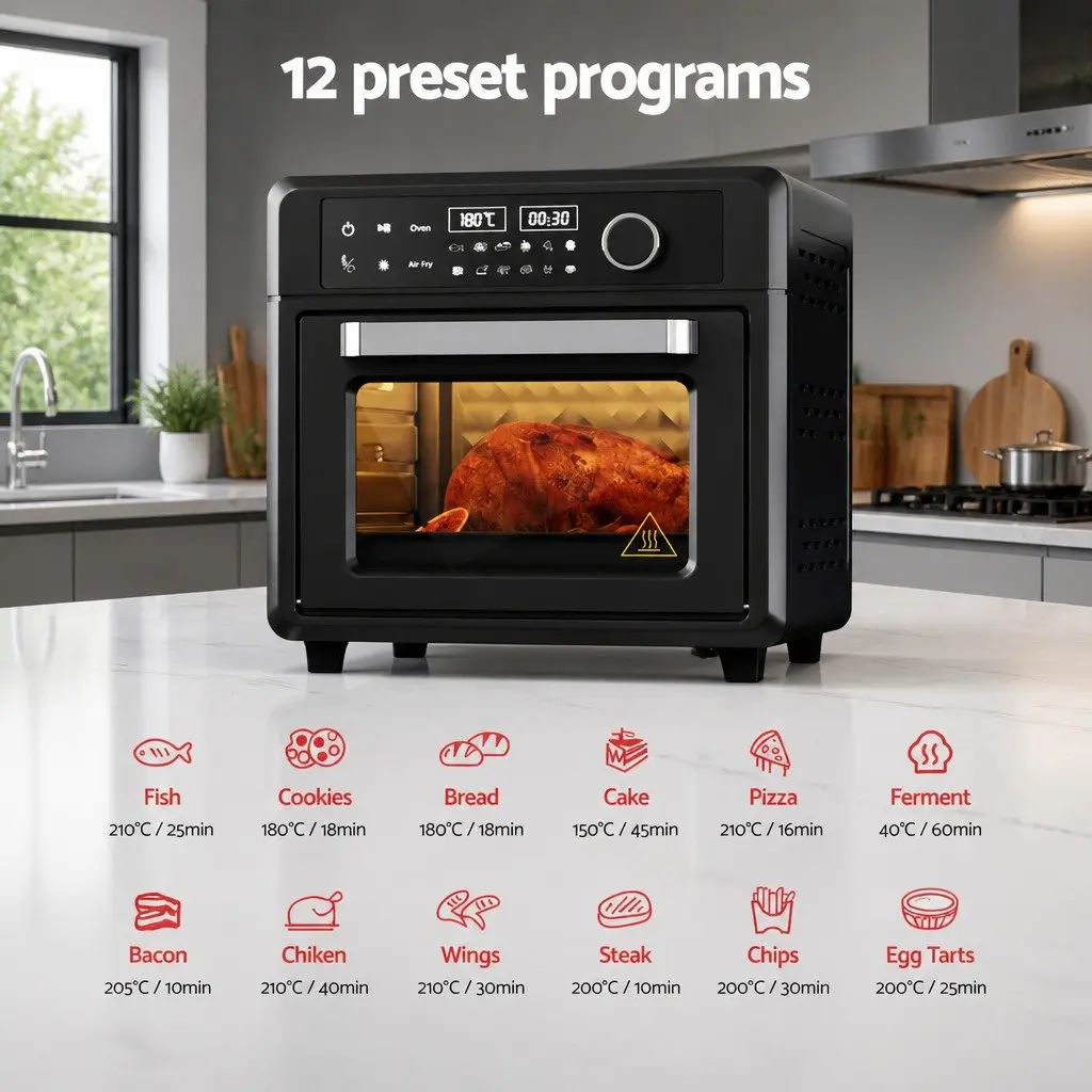 Air Fryer Oven Kitchen 20L Black