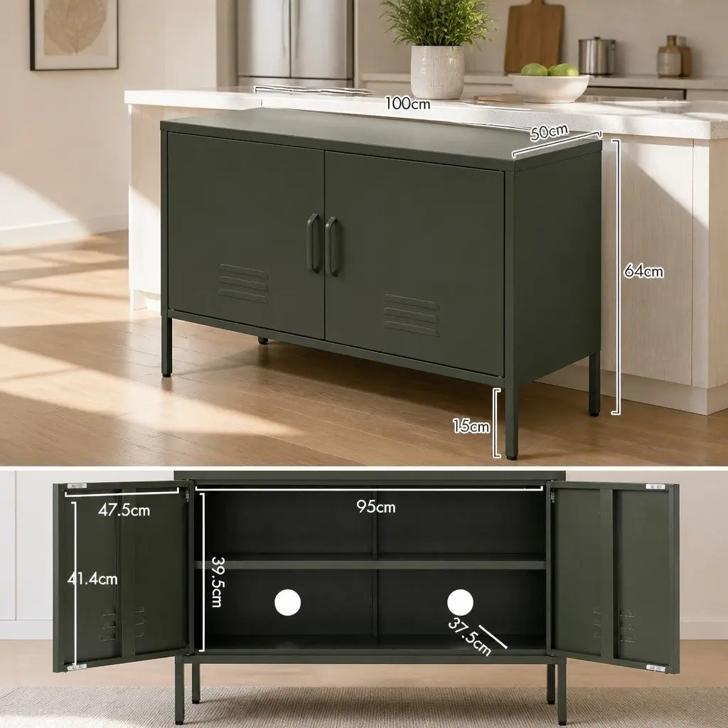 Metal Buffet Sideboard for Dining Room Living Space 100cm x 40cm x 64cm
