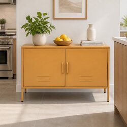 Yellow Metal Sideboard Buffet - Dimensions and Specs