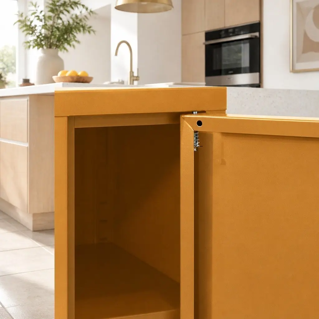 Metal Buffet Sideboard Cabinet Yellow Storage Dining Furniture Modern Design