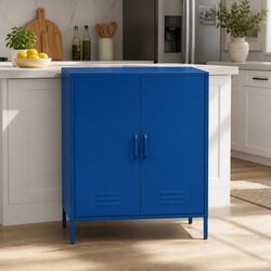 Blue Metal Storage Cabinet: 80cm W x 40cm D x 101.5cm H