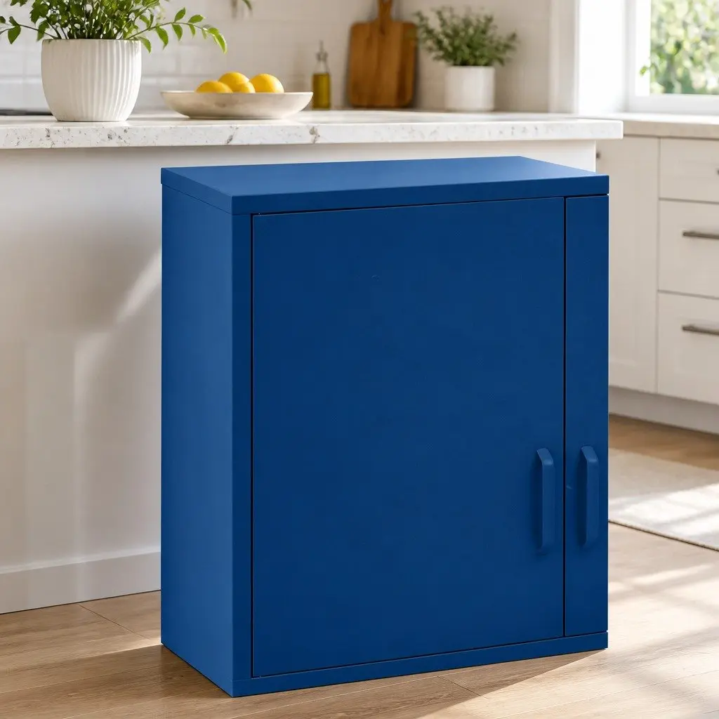 Blue Metal Buffet Sideboard Cabinet Storage Dining Room 80cm x 40cm x 101.5cm