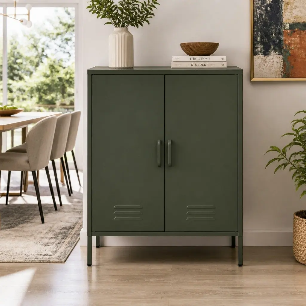 Green Metal Buffet Sideboard Cabinet