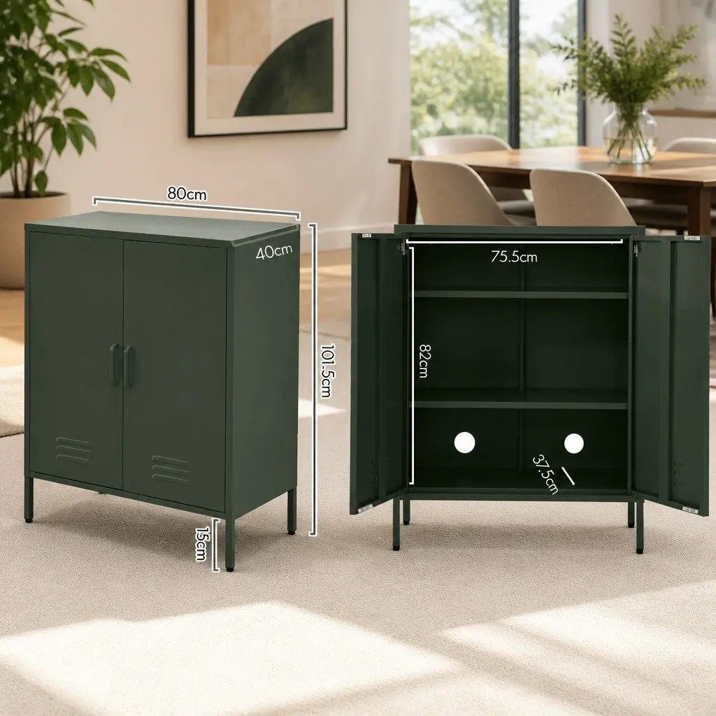 Green Metal Buffet Sideboard Cabinet