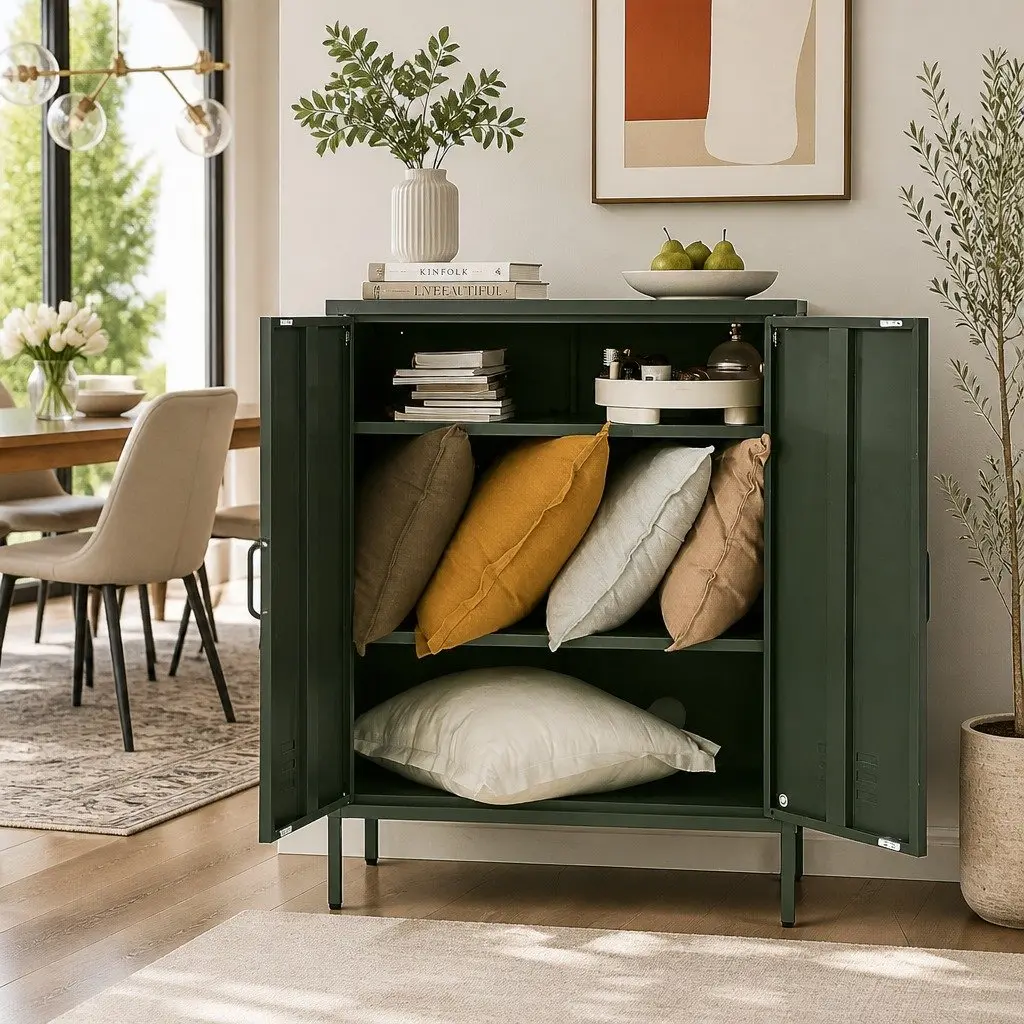 Green Metal Buffet Sideboard Cabinet