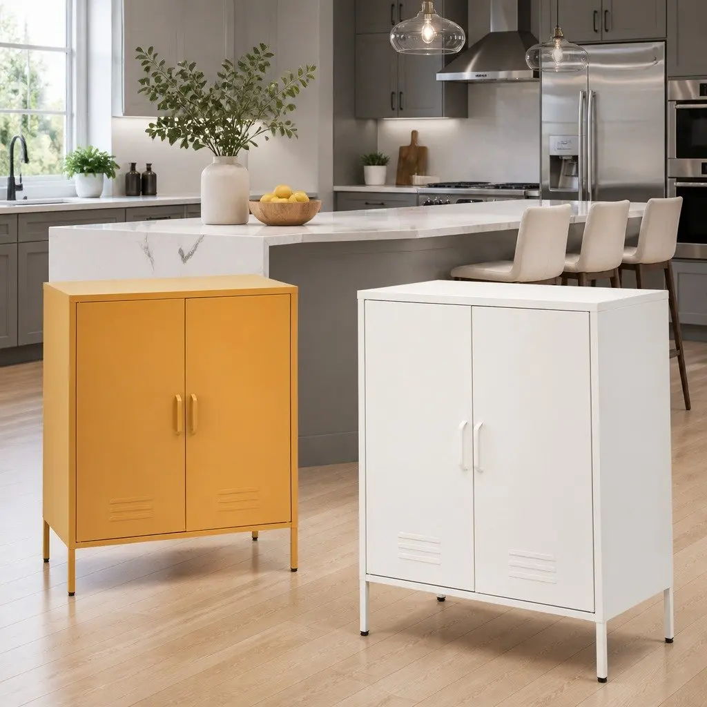 Buffet Sideboard Cabinet for Dining Room White Metal 80cm x 40cm x 101.5cm