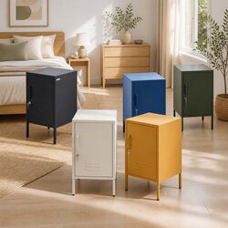 Black Metal Bedside Cabinet - 38cm W x 40cm D x 69cm H