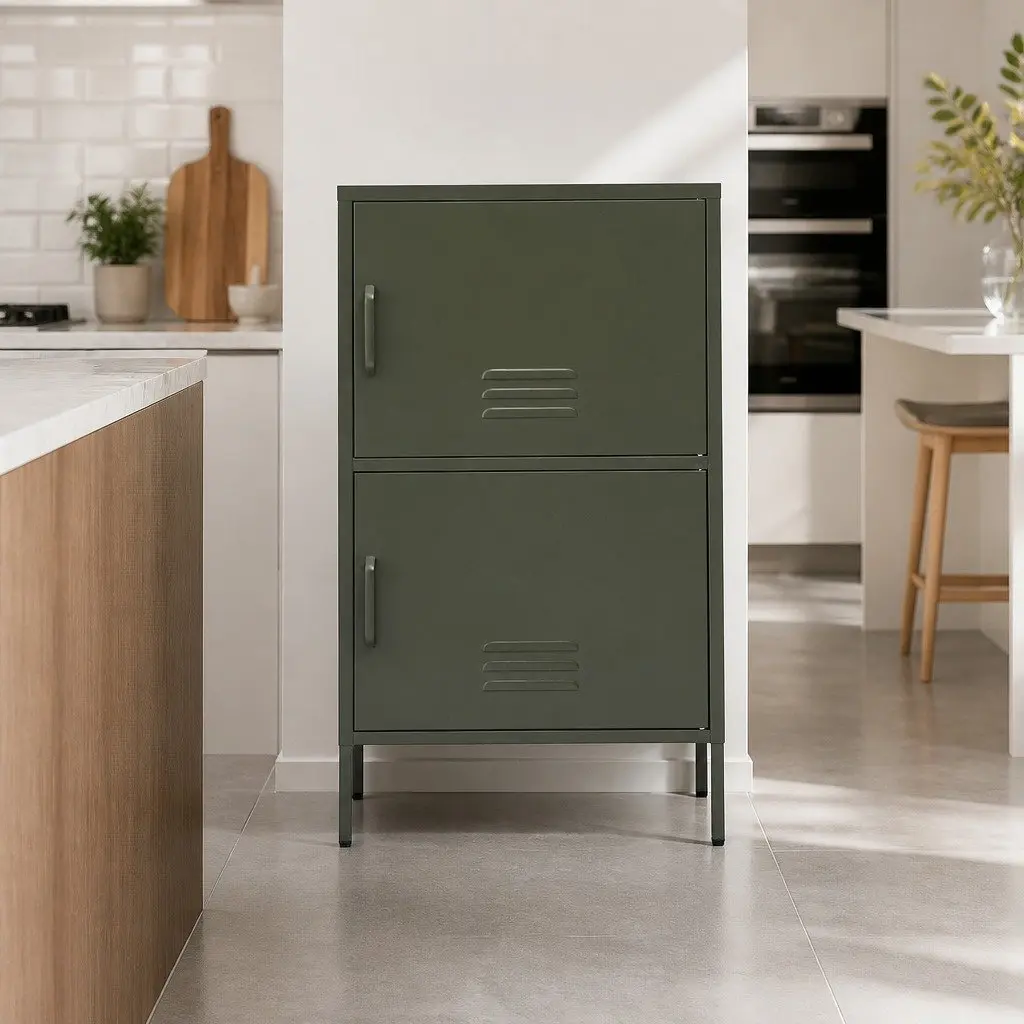 Green Metal Buffet Sideboard Cabinet