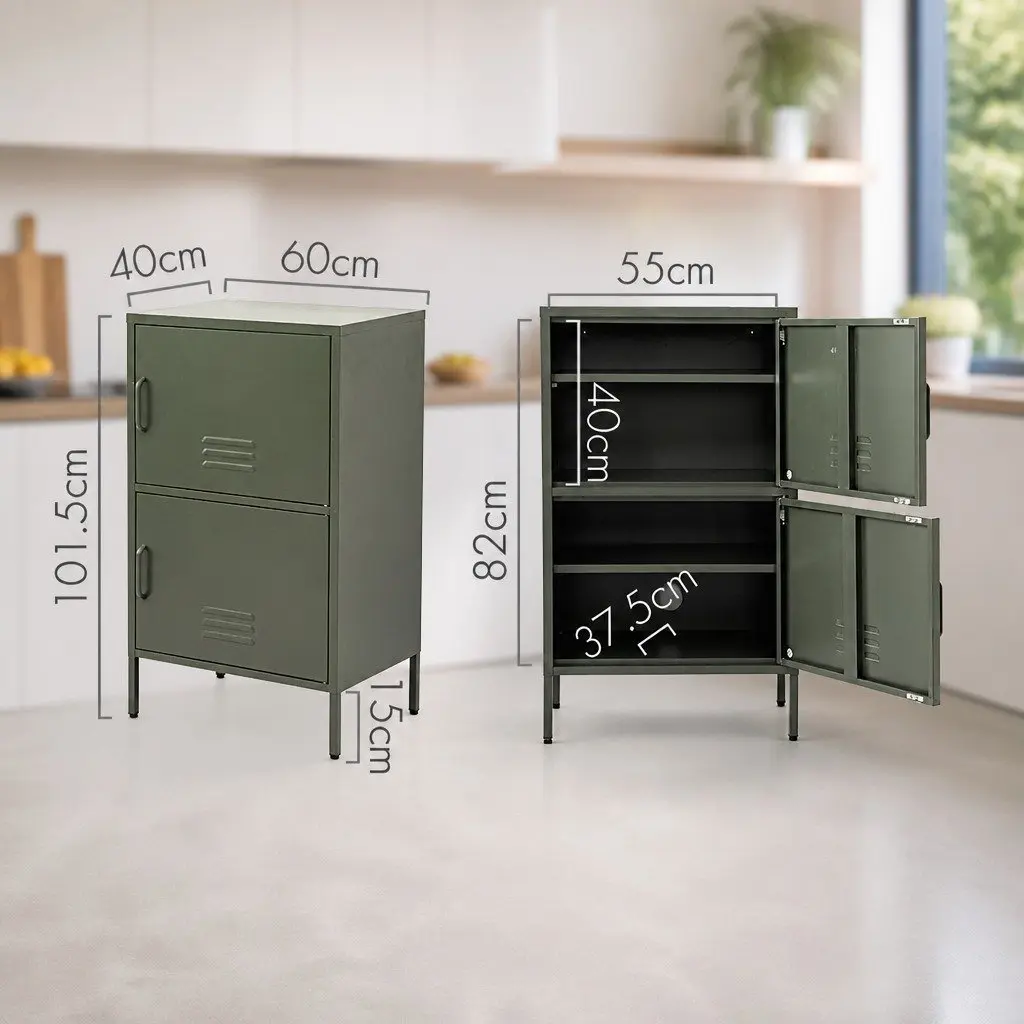 Green Metal Buffet Sideboard Cabinet Storage Dining Room 60cm W x 40cm D x 101.5cm H