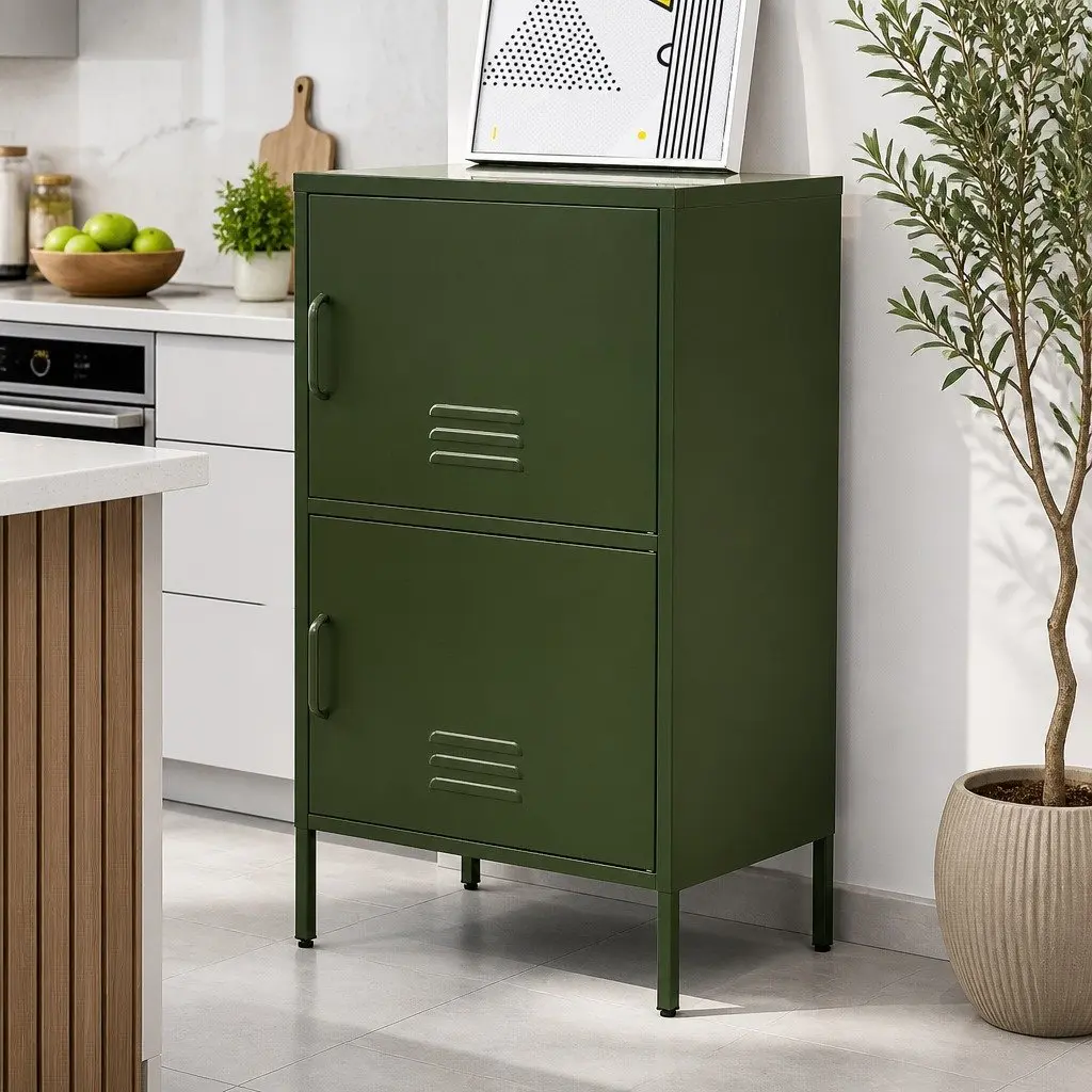 Green Metal Buffet Sideboard Cabinet Storage Dining Room 60cm W x 40cm D x 101.5cm H