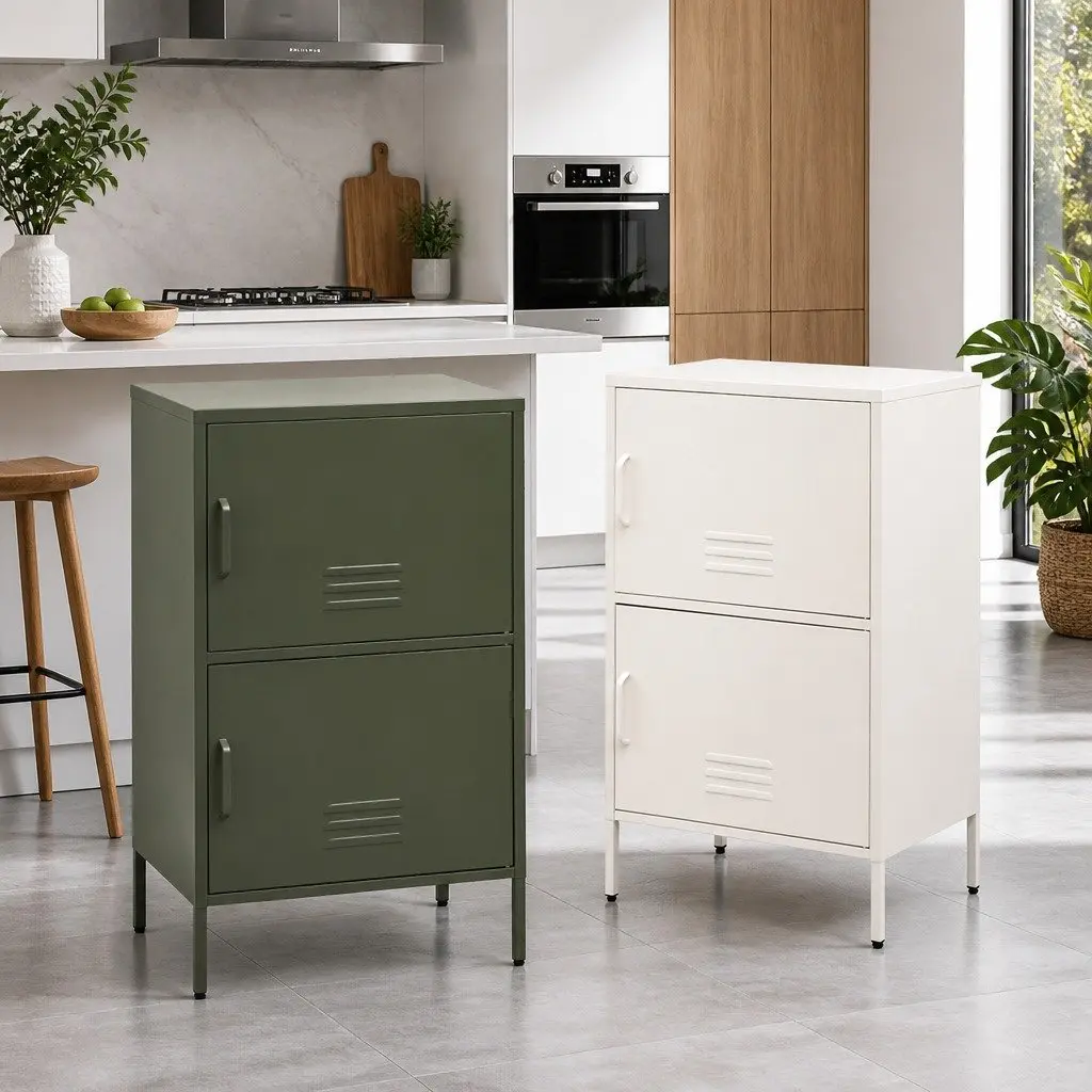 Green Metal Buffet Sideboard Cabinet Storage Dining Room 60cm W x 40cm D x 101.5cm H