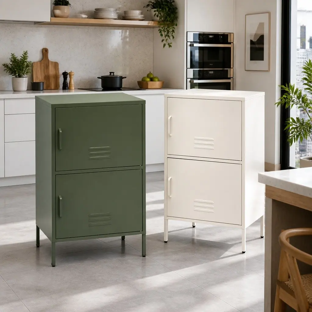 Green Metal Buffet Sideboard Cabinet Storage Dining Room 60cm W x 40cm D x 101.5cm H
