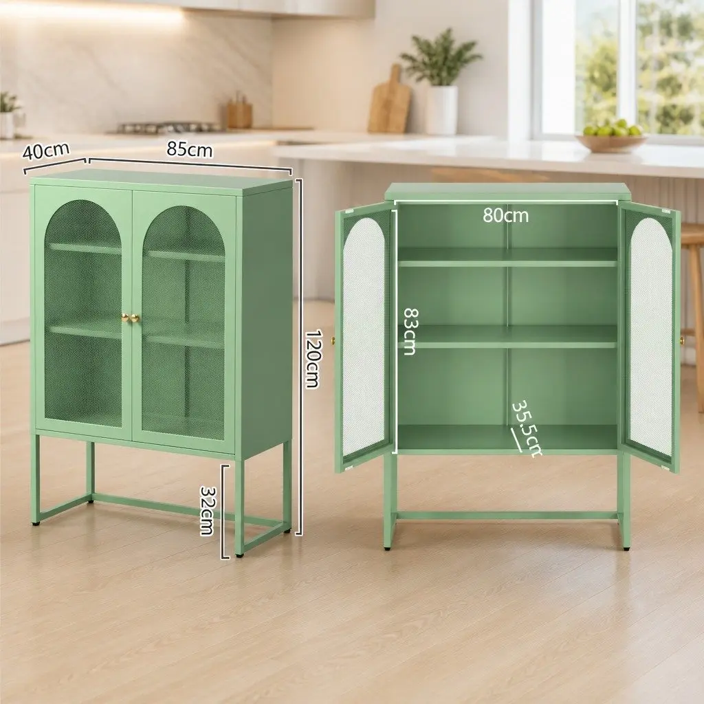 Buffet Sideboard Storage Cabinet Dining Room Light Green 2-Door