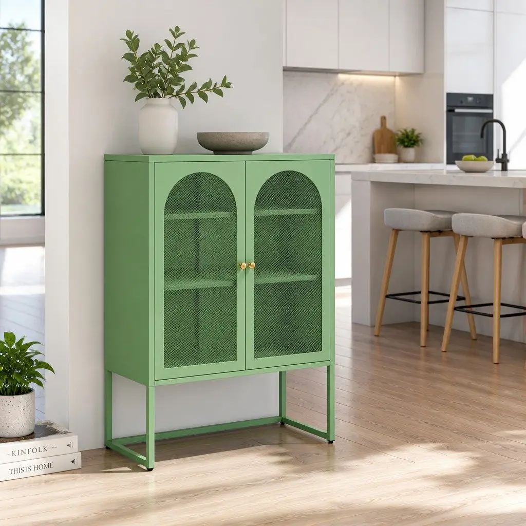 Buffet Sideboard Storage Cabinet Dining Room Light Green 2-Door
