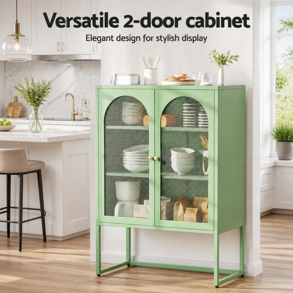Buffet Sideboard Storage Cabinet Dining Room Light Green 2-Door