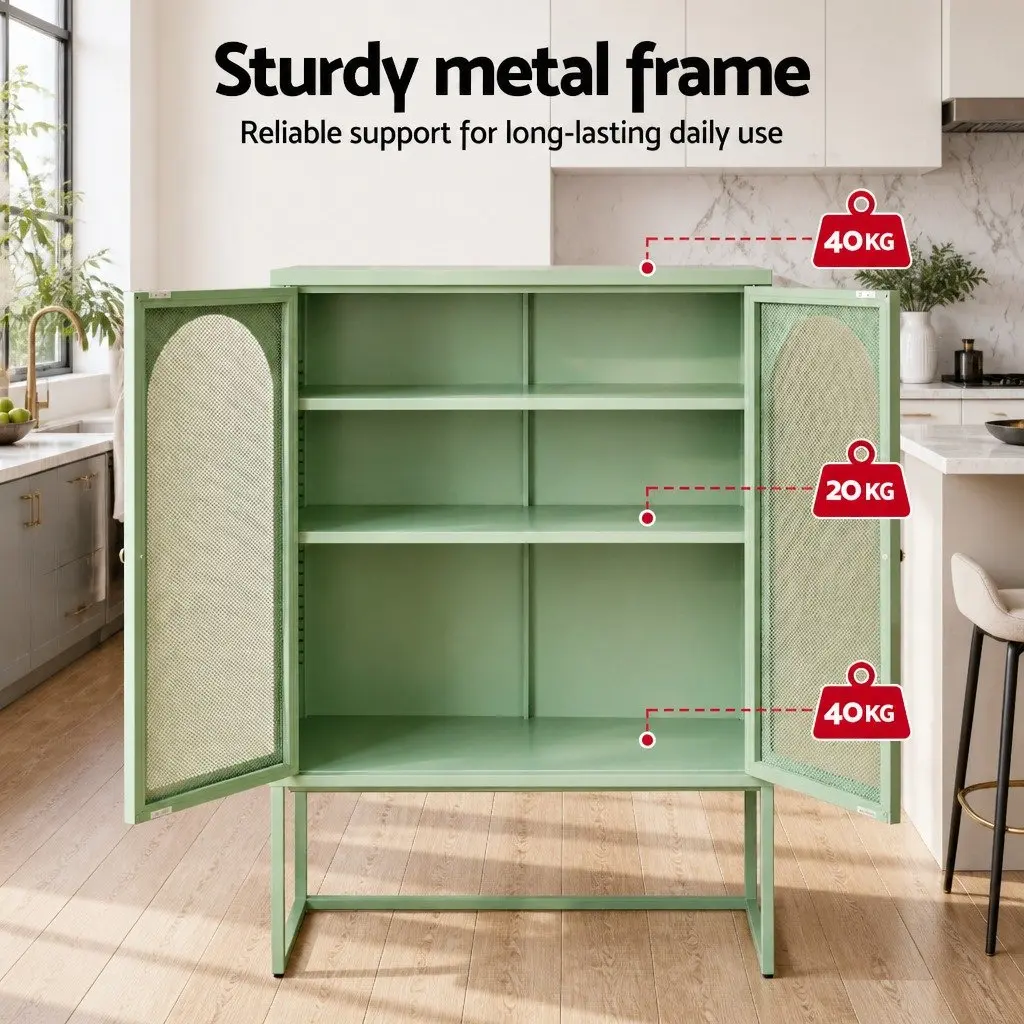 Buffet Sideboard Storage Cabinet Dining Room Light Green 2-Door