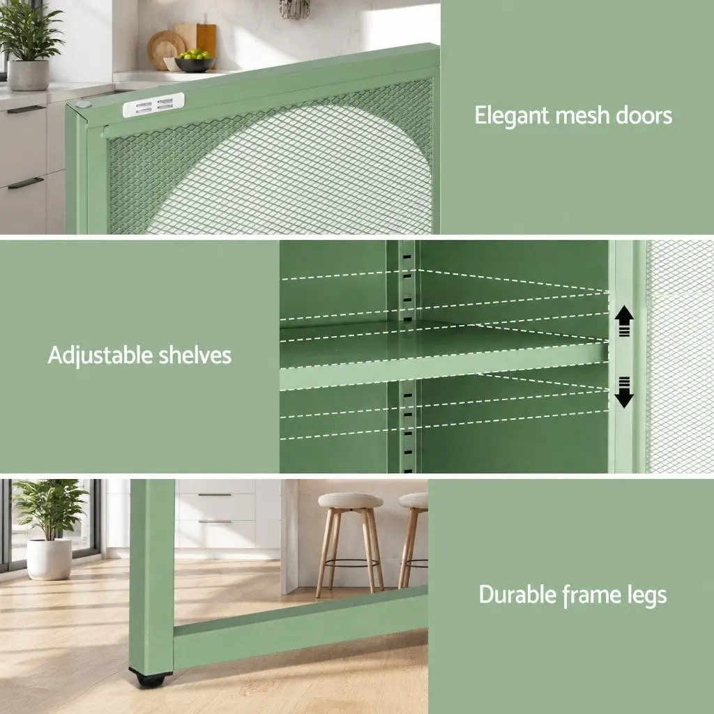Buffet Sideboard Storage Cabinet Dining Room Light Green 2-Door