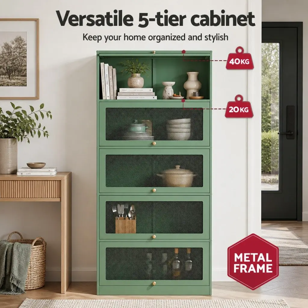 Light Green 5-Tier Buffet Sideboard