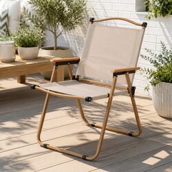户外折叠椅米色规格：53L x 67W x 78H厘米