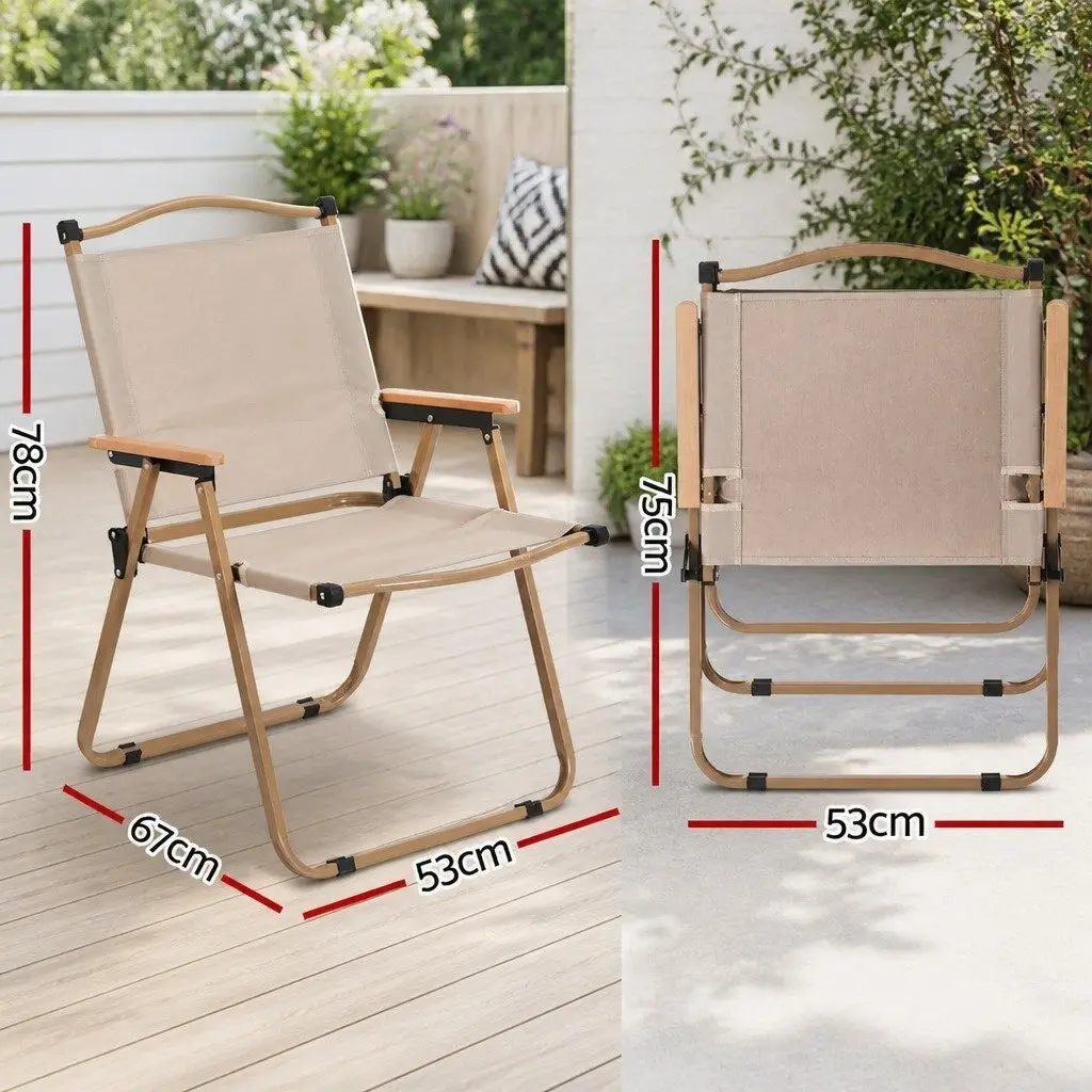 Beige Outdoor Folding Chair for Camping and Leisure Activities
