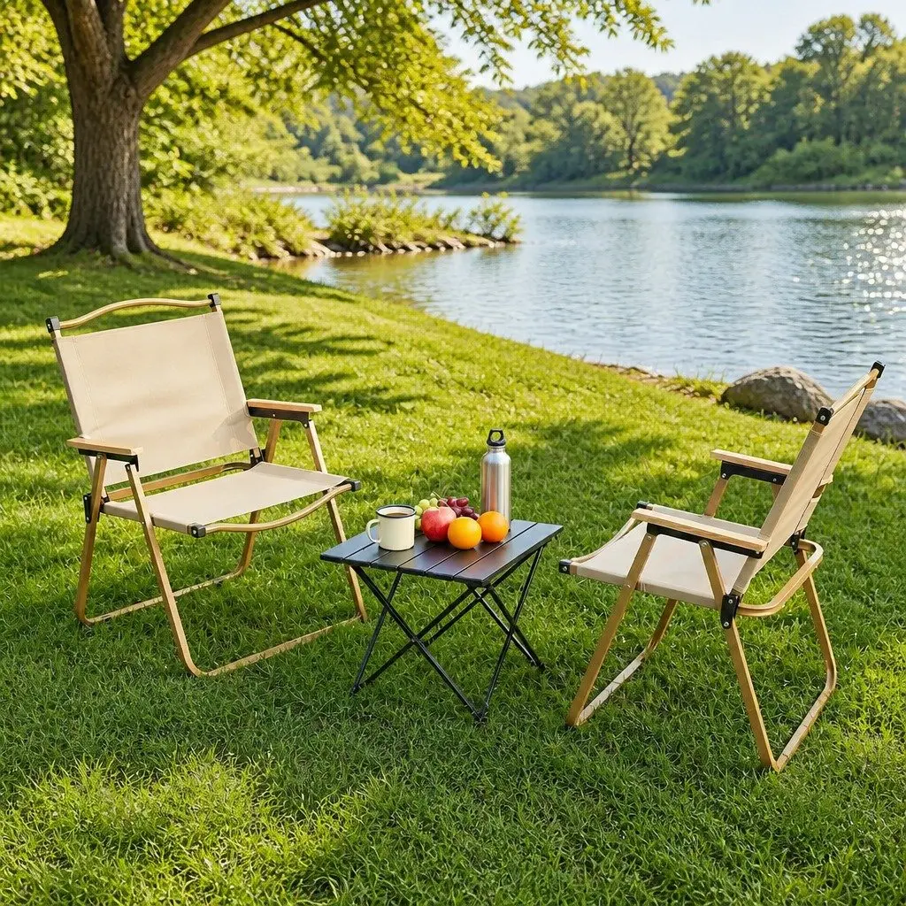 3 Piece Camping Table Chair Set Outdoor Folding Portable Picnic Beach Furniture