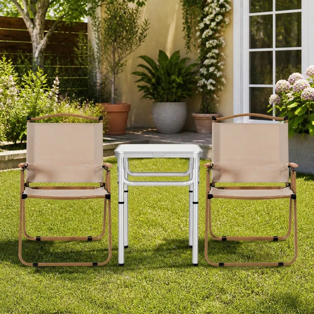3 Piece Camping Set Folding Table Chairs Outdoor Portable Picnic Furniture