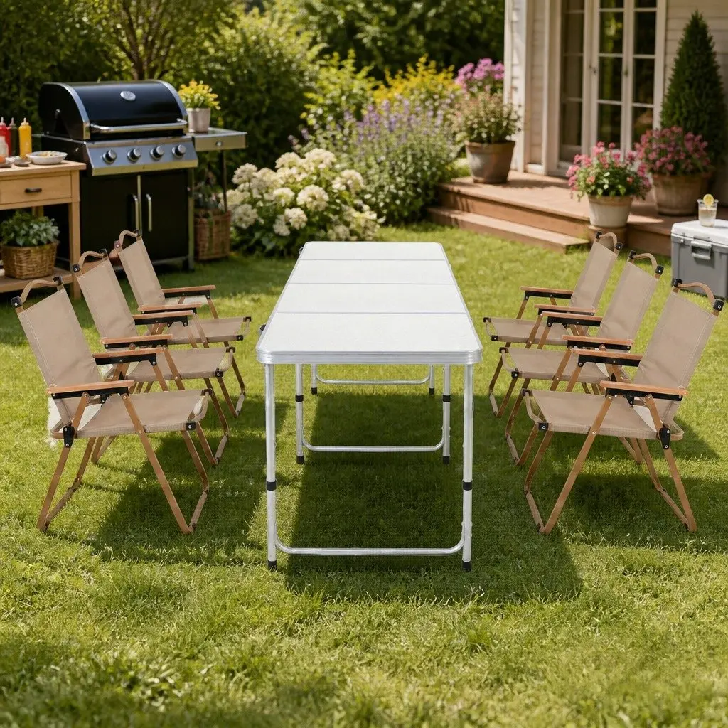 7 Piece Folding Camping Table Chair Set Outdoor Picnic Lightweight Portable