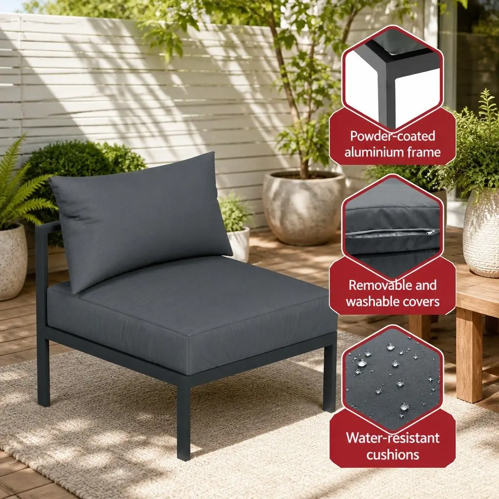 4 Seater Outdoor Sofa Set for Patio Lounge Aluminium Frame with Coffee Table
