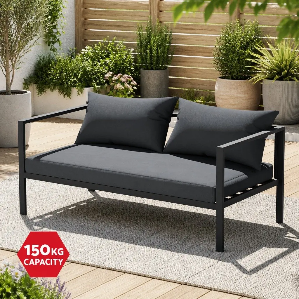 4 Seater Outdoor Sofa Set for Patio Lounge Aluminium Frame with Coffee Table