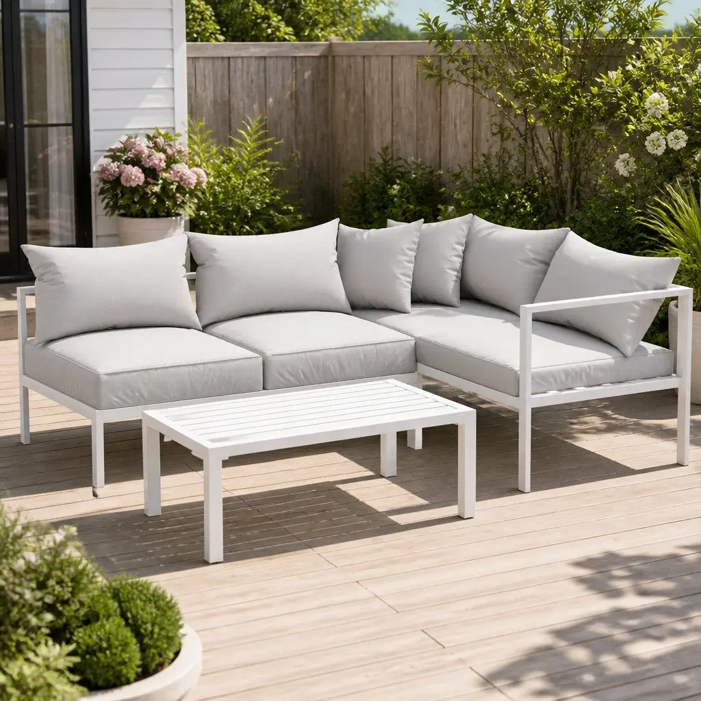 4 Seater Outdoor Lounge Set Aluminium Sofa with Coffee Table Garden Patio