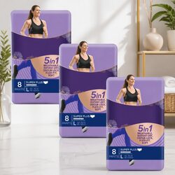 5 in 1 Pants Large 16-22 95-125cm Absorbent Leak Protection 24 Pack