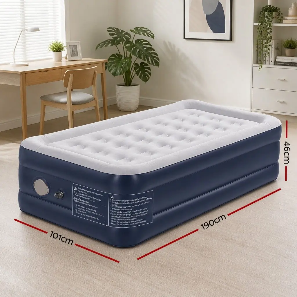 Single Air Mattress Inflatable Bed 46cm High Camping Guest Portable Sleep