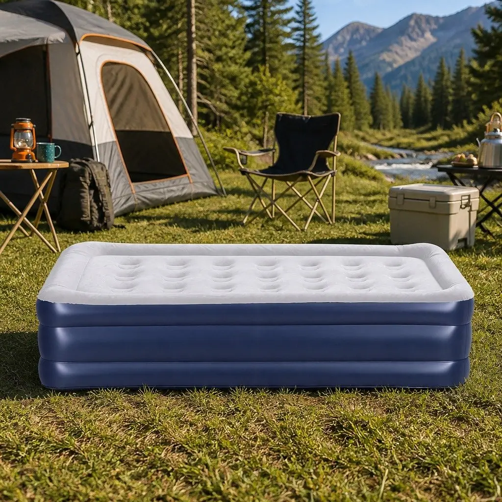 Single Air Mattress Inflatable Bed 46cm High Camping Guest Portable Sleep