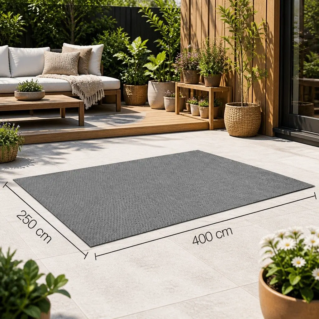 Annex Matting 4x2.5M Caravan Floor Mat Grey 600GSM Hollow Mesh Design Non-Slip