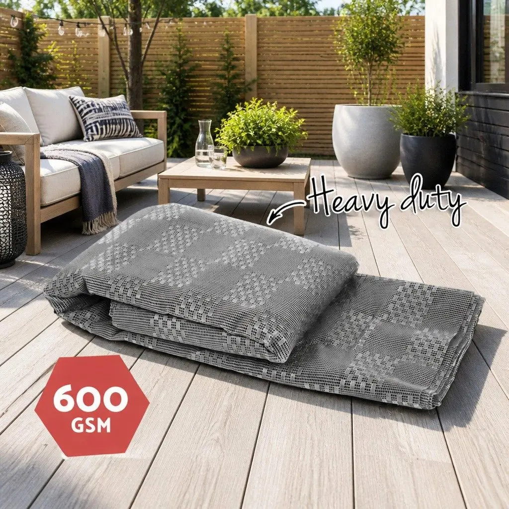 Annex Matting 5x2.5M Grey Caravan Floor Mats Mesh Design Hollow Non-Slip with