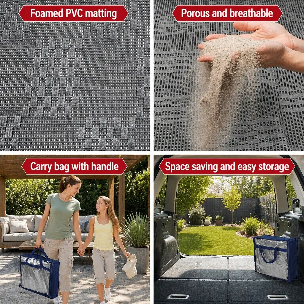 Caravan Floor Mat 6x2.5M Grey Heavy-duty Outdoor Use