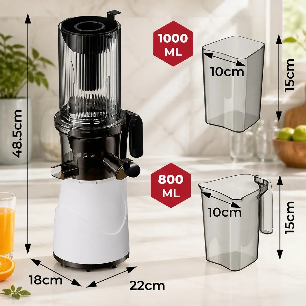 Electric Cold Press Juicer for Whole Fruit Kitchen Appliance Compact Size